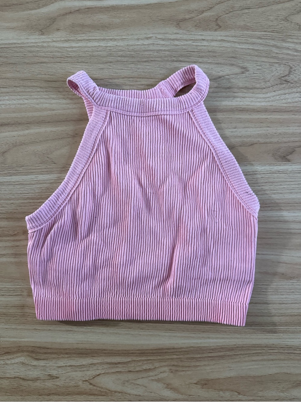 aerie Light Pink Ribbed Crop Tank